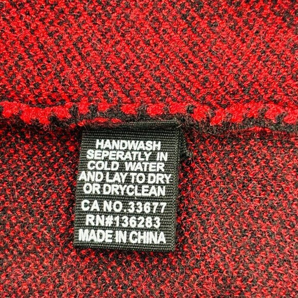 Orange Fashion Village Open Front Poncho Sleeveless Button Closure O/S Red Black - Picture 9 of 12